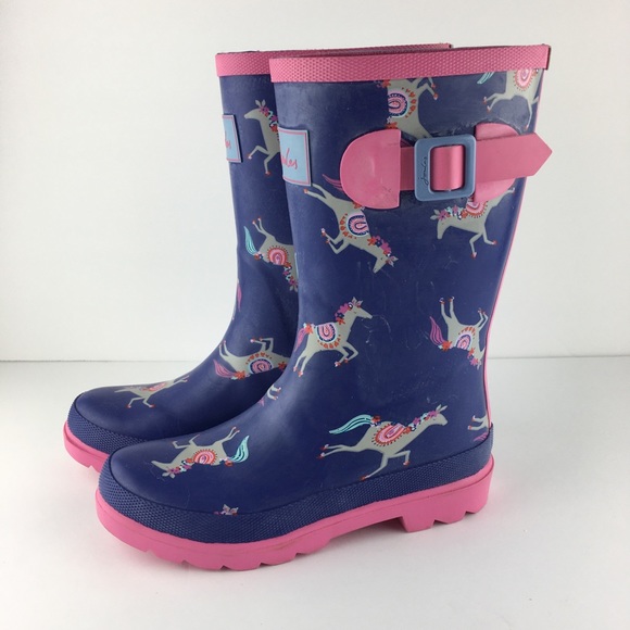 Joules Other - Pink/Blue Horse Joules Rainboots Size US 3